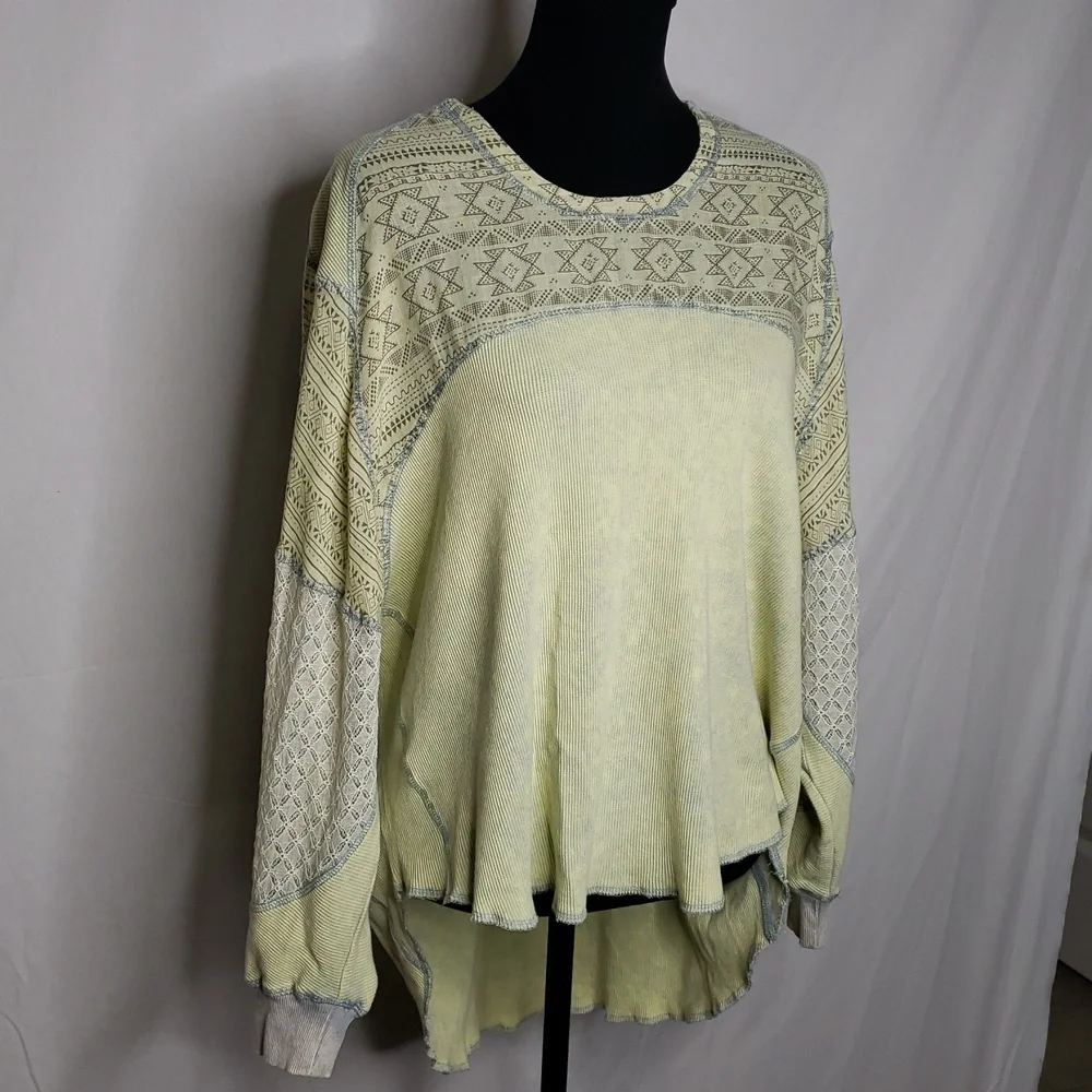 Oli & Hali Tie Dye Aztec Print Oversized Slouchy Lace Tunic Top Size S Lagenlook - Picture 3 of 16